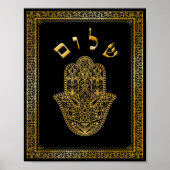 Gold Flourish Hamsa Kabbalah Canvas Art print (Voorkant)