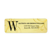 Gold Flourish Monogram Retouradres Labels (Voorkant)