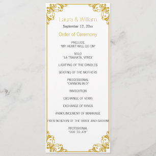 Gold Flourish Wedding Programma Programmakaart