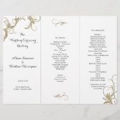 Gold Flourish White Tri-Fold Wedding Programme (Voorkant)