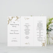 Gold Flourish White Tri-Fold Wedding Programme (Staand voorkant)