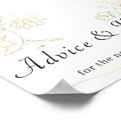 Gold Flower Advice and Wishes Wedding Poster Sign (Hoek)