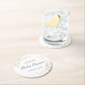 Gold Flower Baby shower Round Paper Onderzetter (Insitu)