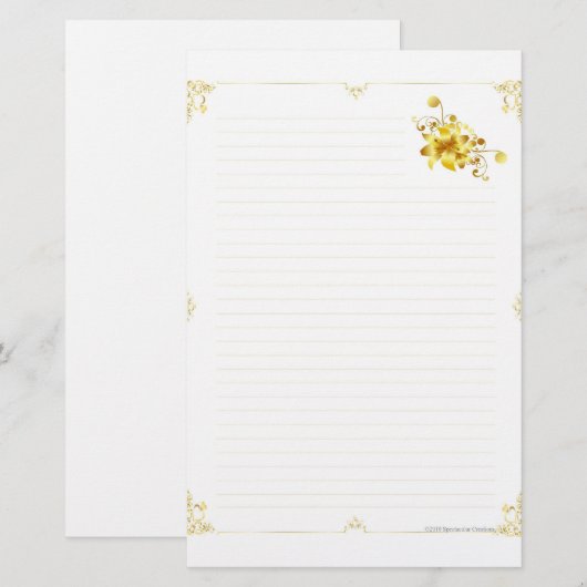 Gold Flower Briefpapier (Voorkant / Achterkant)