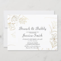 Gold Flower Brunch en Bubble Invitation