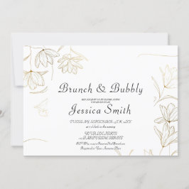 Gold Flower Brunch en Bubble Invitation Kaart