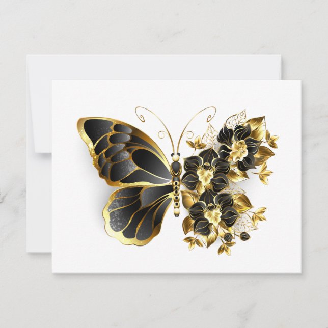 Gold Flower Butterfly met Black Orchid (Voorkant)
