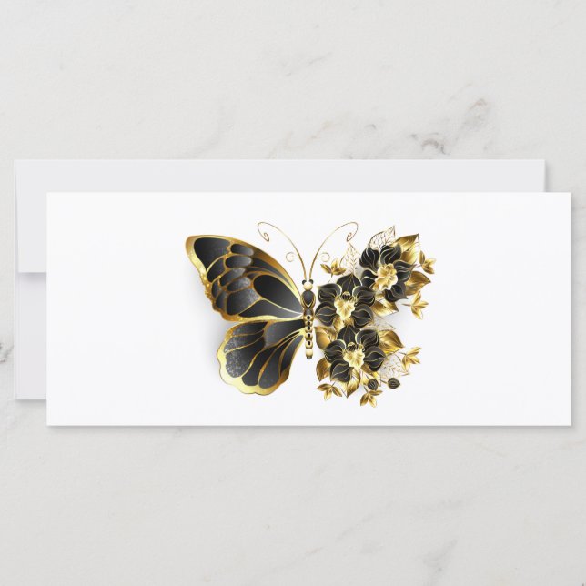 Gold Flower Butterfly met Black Orchid (Voorkant)