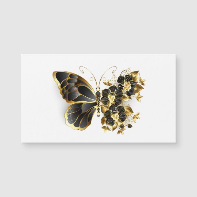 Gold Flower Butterfly met Black Orchid (Voorkant)