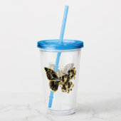Gold Flower Butterfly met Black Orchid Acryl Drinkbeker (Achterkant)