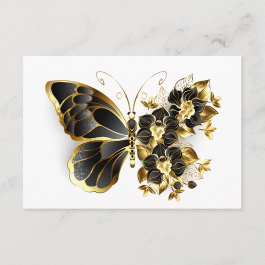 Gold Flower Butterfly met Black Orchid Advieskaart (Voorkant)