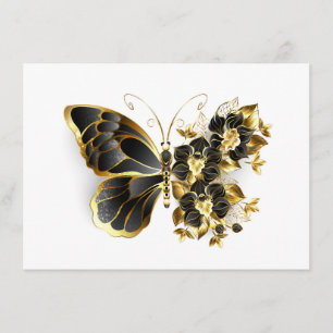 Gold Flower Butterfly met Black Orchid Advieskaart