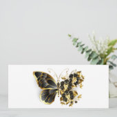 Gold Flower Butterfly met Black Orchid Advieskaart (Staand voorkant)