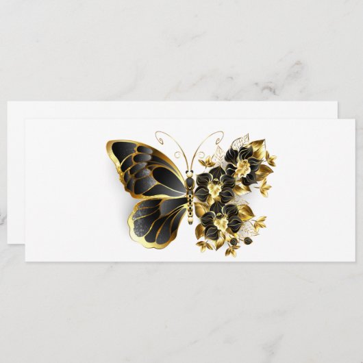 Gold Flower Butterfly met Black Orchid Advieskaart (Voorkant / Achterkant)