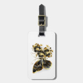 Gold Flower Butterfly met Black Orchid Bagagelabel (Voorkant verticaal)