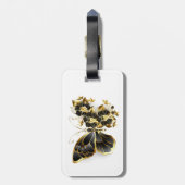 Gold Flower Butterfly met Black Orchid Bagagelabel (Achterkant verticaal)