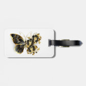 Gold Flower Butterfly met Black Orchid Bagagelabel (Achterkant horizontaal)