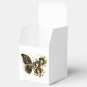 Gold Flower Butterfly met Black Orchid Bedankdoosjes (Geopend)