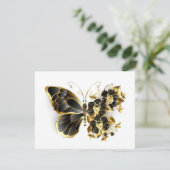 Gold Flower Butterfly met Black Orchid Bedankkaart (Staand voorkant)