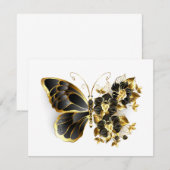Gold Flower Butterfly met Black Orchid Bedankkaart (Voorkant / Achterkant)