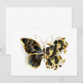 Gold Flower Butterfly met Black Orchid Bedankkaart (Voorkant / Achterkant)