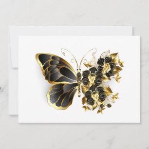 Gold Flower Butterfly met Black Orchid Bedankkaart