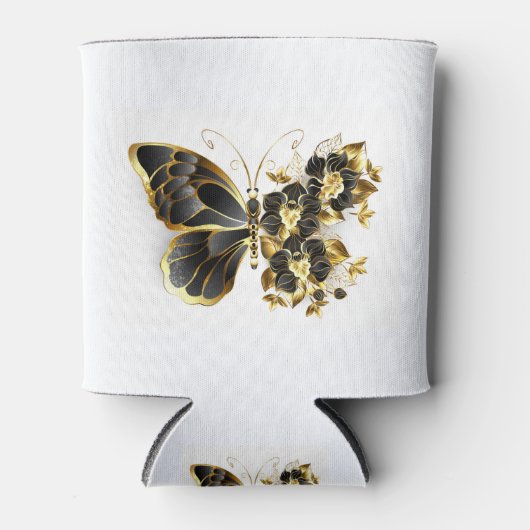 Gold Flower Butterfly met Black Orchid Blikjeskoeler (Voorkant)