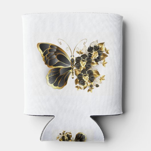 Gold Flower Butterfly met Black Orchid Blikjeskoeler (Achterkant)