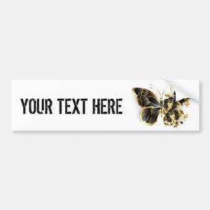 Gold Flower Butterfly met Black Orchid Bumpersticker