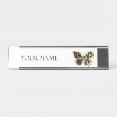 Gold Flower Butterfly met Black Orchid Bureau Naambordje (Voorkant)