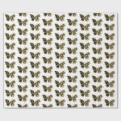 Gold Flower Butterfly met Black Orchid Cadeaupapier (Vlak)
