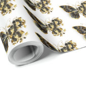 Gold Flower Butterfly met Black Orchid Cadeaupapier (Rol Hoek)