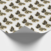 Gold Flower Butterfly met Black Orchid Cadeaupapier (Hoek)
