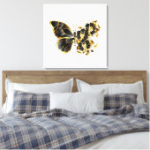 Gold Flower Butterfly met Black Orchid Canvas Afdruk (Insitu (Slaapkamer))