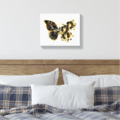 Gold Flower Butterfly met Black Orchid Canvas Afdruk (Insitu (Slaapkamer))