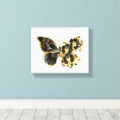 Gold Flower Butterfly met Black Orchid Canvas Afdruk (Insitu (Houten vloer))