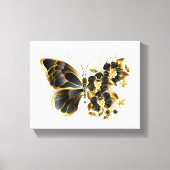 Gold Flower Butterfly met Black Orchid Canvas Afdruk (Voorkant)