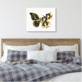 Gold Flower Butterfly met Black Orchid Canvas Afdruk (Insitu (Slaapkamer))