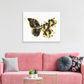 Gold Flower Butterfly met Black Orchid Canvas Afdruk (Insitu (Woonkamer))
