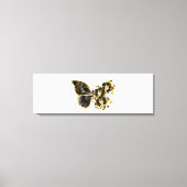 Gold Flower Butterfly met Black Orchid Canvas Afdruk (Voorkant)