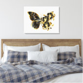 Gold Flower Butterfly met Black Orchid Canvas Afdruk (Insitu (Slaapkamer))