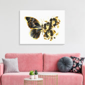 Gold Flower Butterfly met Black Orchid Canvas Afdruk (Insitu (Woonkamer))