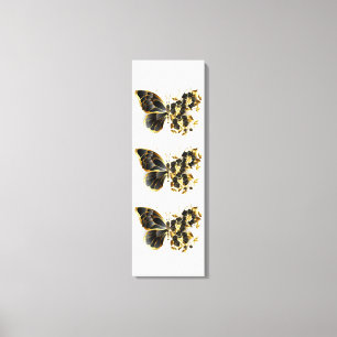 Gold Flower Butterfly met Black Orchid Canvas Afdruk