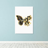 Gold Flower Butterfly met Black Orchid Canvas Afdruk (Insitu (Houten vloer))