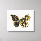 Gold Flower Butterfly met Black Orchid Canvas Afdruk (Voorkant)