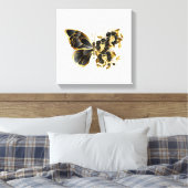 Gold Flower Butterfly met Black Orchid Canvas Afdruk (Insitu (Slaapkamer))