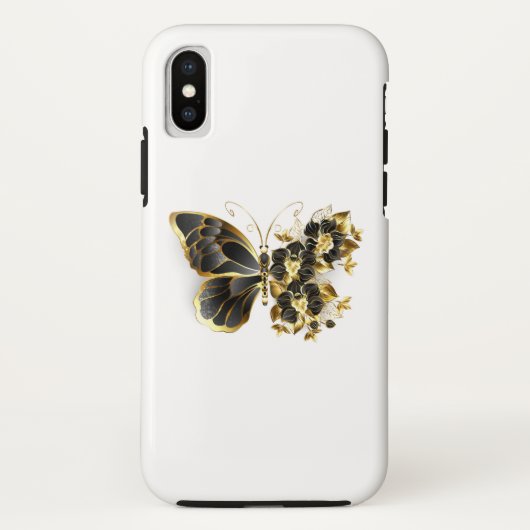 Gold Flower Butterfly met Black Orchid Case-Mate iPhone Case (Achterkant)