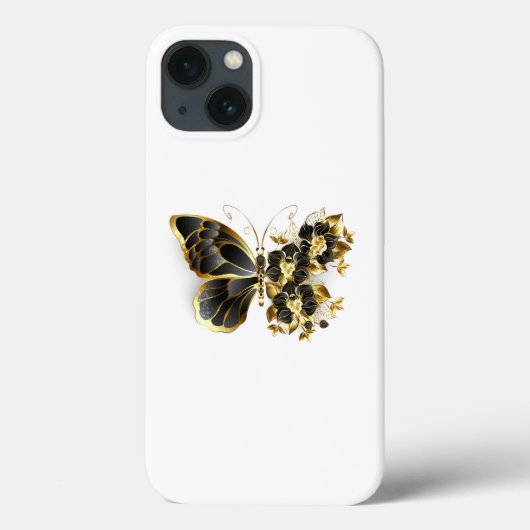 Gold Flower Butterfly met Black Orchid Case-Mate iPhone Case (Achterkant)