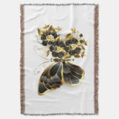 Gold Flower Butterfly met Black Orchid Deken (Voorkant Verticaal)