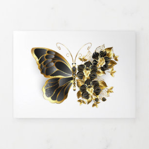 Gold Flower Butterfly met Black Orchid Drieluik Programma